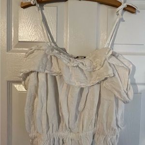 American Eagle white cropped tank top size L.